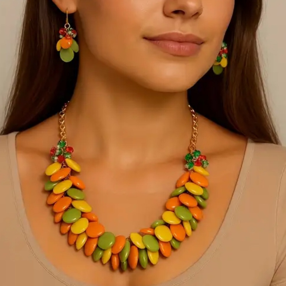 Vibrant Multicolor Necklace and Earring Set
